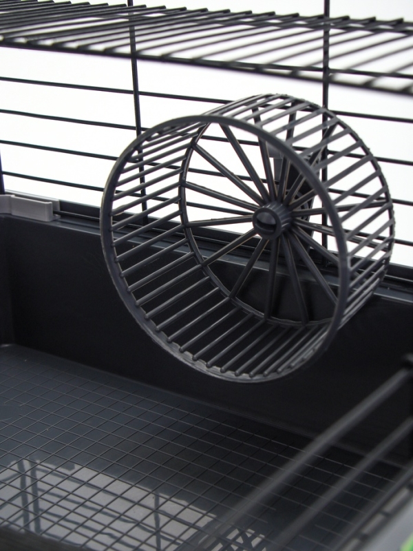 Клетка для грызунов "Пижон" складная, 38 х 27 х 27 (домик, миска, колесо) серая