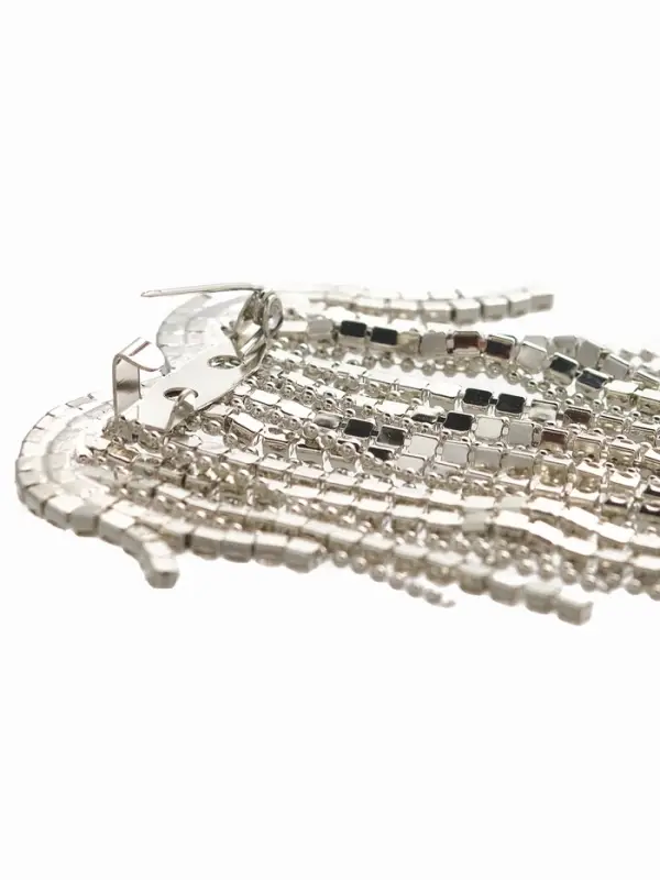 Брошь "Сердце" водопад сраз, цвет белый в серебре