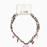 Колье "Новый стиль" микс подвесок, светлый леопард, в золоте 40+удл