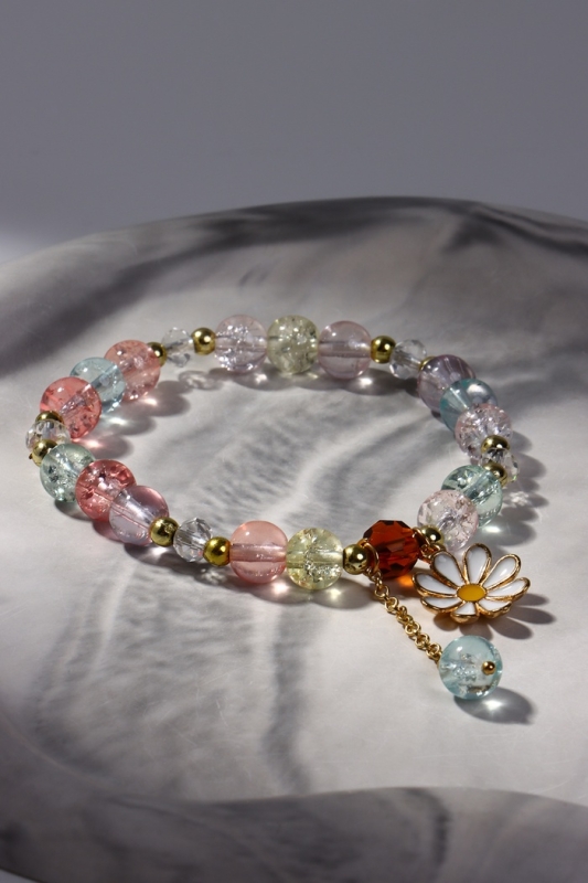 Браслет &laquo;Радость&raquo; ромашка, цветной в золоте, d=7