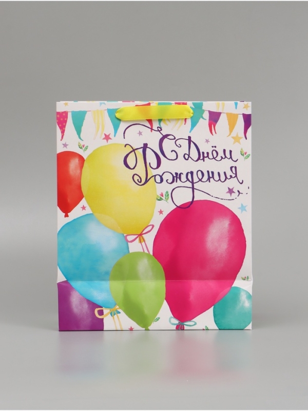 Пакет подарочный ламинированный вертикальный, упаковка, &laquo;С Днём Рождения!&raquo;, ML 23 х 27 х 11,5 см