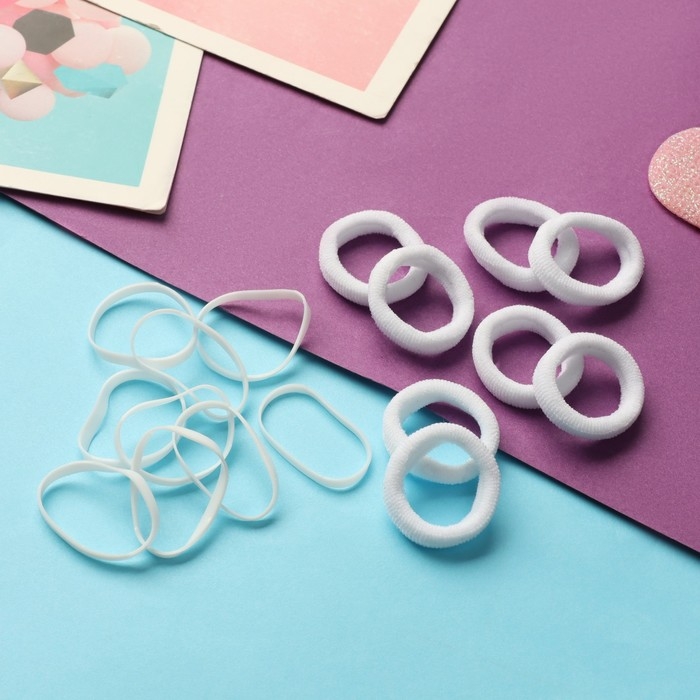 Резинка для волос "Феечка" (набор 110 шт&plusmn;10) 2 см, белый