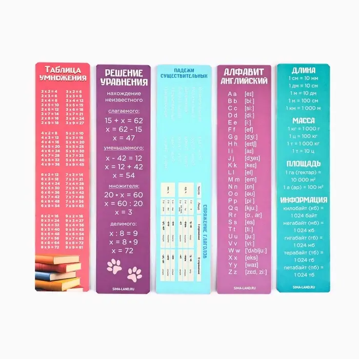 Картонные закладки 5 штук в наборе &laquo;Читай, мечтай&raquo;