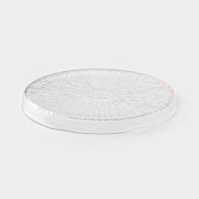 Тарелка обеденная Magistro Water lily, d=20,5 см, стекло, с золотой каймой, прозрачная