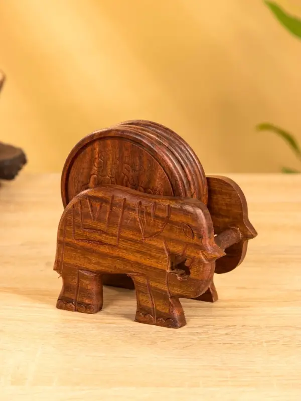 Подставка под горячее "Слон" (набор 6 шт), 12х12х6,5 см, дерево шишам