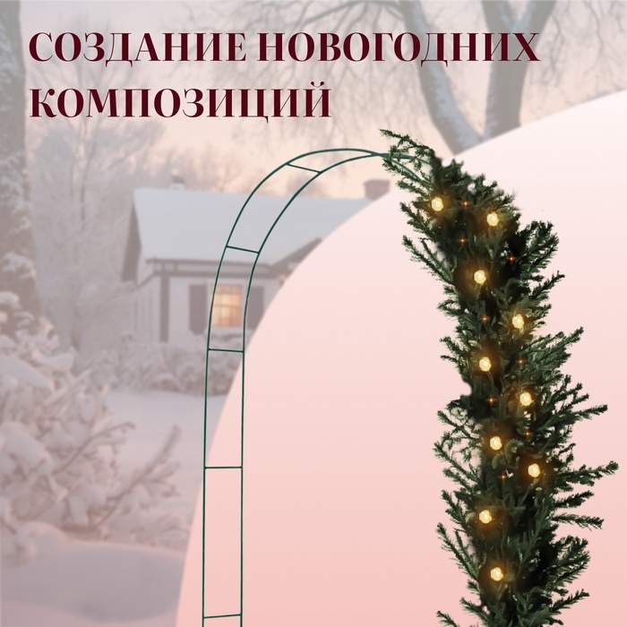 Арка садовая, 240&times;125&times;20 см, для вьющихся растений, металлическая, зелёная