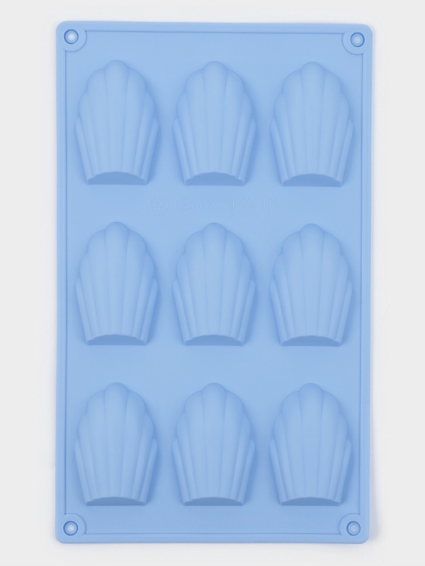 Форма для выпечки Доляна &laquo;Подводный мир. Ракушка&raquo;, силикон, 28&times;17&times;2 см, 9 ячеек (6,7&times;4,5&times;1,3 см), цвет голубой