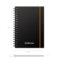 Тетрадь А6 на спирали, 80 листов в клетку, ErichKrause Accent, пластиковая обложка, на резинке, блок офсет 100% белизна, МИКС