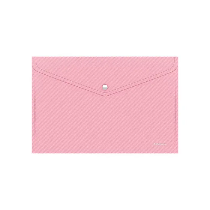 Папка-конверт на кнопке А4, 180 мкм, ErichKrause Diagonal Pastel, непрозрачный, тиснение, микс