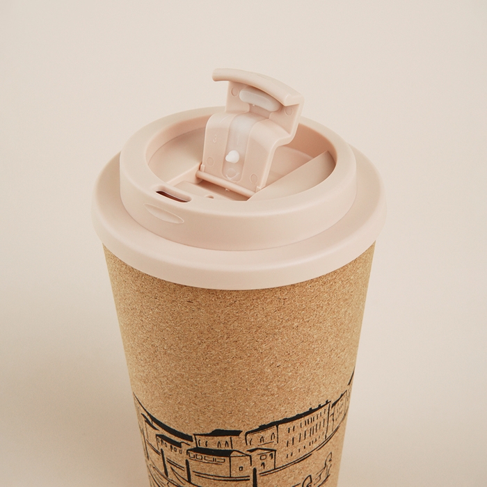 Стакан для кофе с крышкой SL Home &laquo;Венеция&raquo;, пробковый, 350 мл, 9,5&times;9,5&times;14,5 см, цвет бежевый