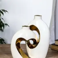 Ваза керамика настольная "Лари" (набор 2 шт) h=26х23, d=4 см, белый