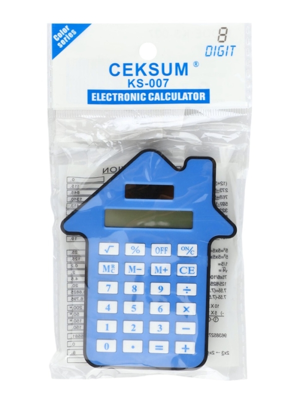 Калькулятор настольный "Домик", 08-разрядный, голубой