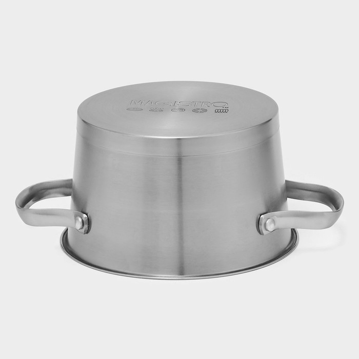 Кастрюля из нержавеющей стали Magistro HiTech Steel, 2 л, d=18 см, h=11 см, слив для воды, капсульное дно, индукция