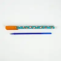 Ручка пластик пиши-стирай с колпачком "Корги", синяя паста, гелевая 0,5 мм