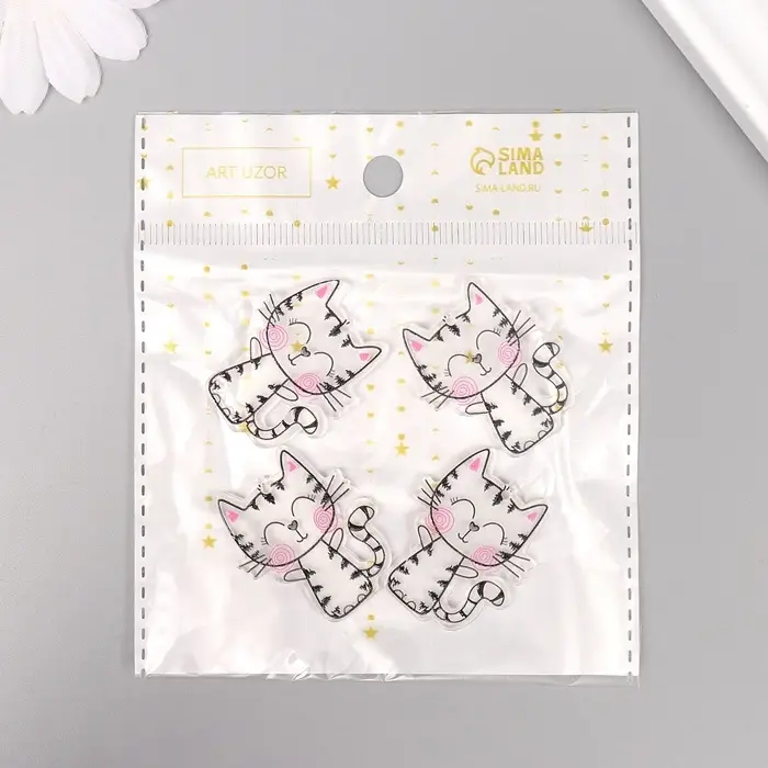 Декор для творчества акрил "Котик с румянцем" 3,5х2,9х0,2 см