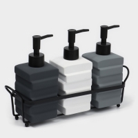 Набор дозаторов для ванной "Геометрия", 3 предмета с подставкой