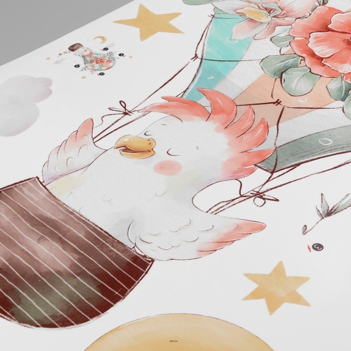 Наклейка пластик интерьерная цветная "Какаду на воздушном шаре" 40х60 см