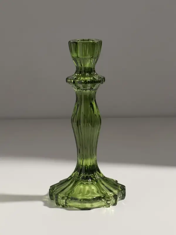 Подсвечник стекло "Бутон на ножке" зелёный d=2 см 10х10х20 см