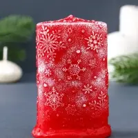 Свеча фигурная "Снежное Рождество" 7х4х10,5 см, цв. красный