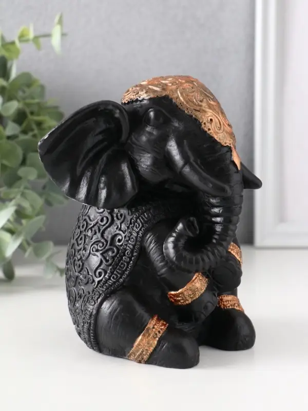 Фигура &laquo;Слон индийский большой&raquo;, 14&times;12&times;12 см, чёрная