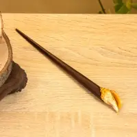 Заколка для волос фигурная, дерево Соно, ракушка, 20 см, цв. тёмно-коричневый