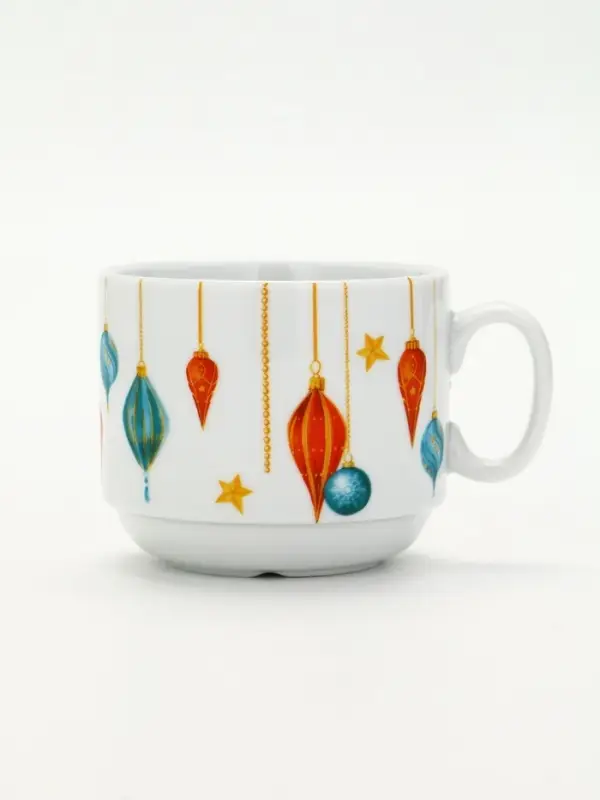 Чайная пара новогодняя &laquo;С Новым годом! Новогодние игрушки&raquo;, 220 мл, кружка, блюдце
