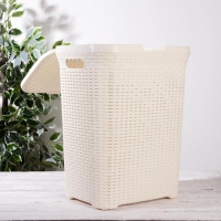 Корзина бельевая с крышкой, 60 л, 34&times;44&times;56 см, цвет слоновая кость