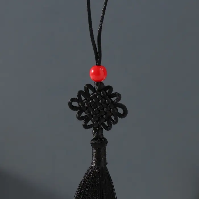 Подвеска текстиль, пластик "Узел счастья и бесконечности" чёрная 8,5 см