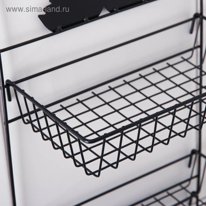 Полка 2-х ярусная Доляна, 4 крючка, 47&times;30&times;14 см, цвет чёрный