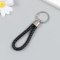 Брелок металл кожзам "Ремешок" чёрный 10х4 см