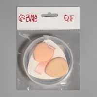 Набор спонжей д/макияжа 3шт: сердце, овал, треугол б/увел в пласт футл латекс беж пакет QF