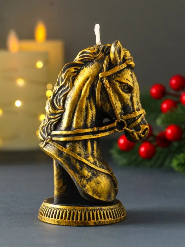 Декоративная свеча "Бюст лошади" (бронза), 131 г, 74х60х118