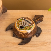 Сувенирный музыкальный инструмент Калимба &laquo;Черепаха&raquo;, 18&times;24&times;6 см, албезия, кокос