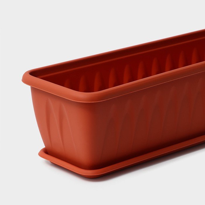 Ящик балконный &laquo;Алиция&raquo;, 10 л, 80 см, с поддоном, цвет терракотовый
