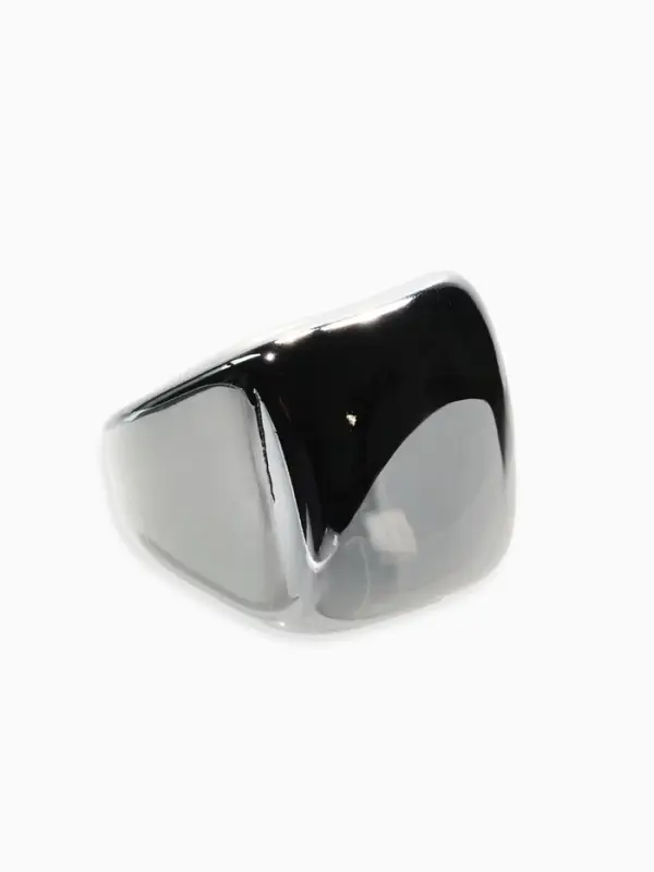 Кольцо пластик "Объемный квадрат", р-р 17, цвет серебро