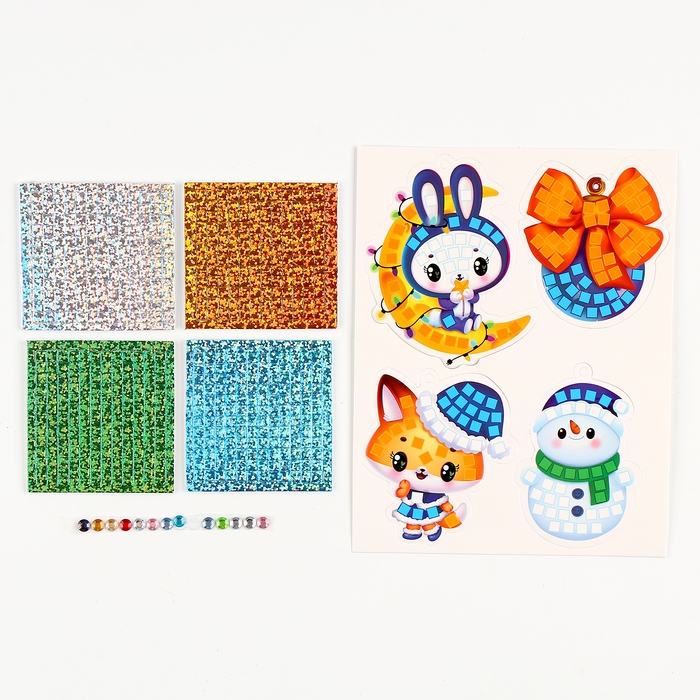 Аппликация стикерами на новый год. Елочные игрушки &laquo;Новогодняя сказка&raquo;, новогодний набор для творчества