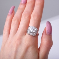 Кольцо &laquo;Аура&raquo; квадрат, цвет белый в серебре, безразмерное