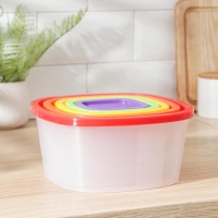 Набор пищевых контейнеров &laquo;BioFresh&raquo;, 5 шт: 0,23 л, 0,5 л, 0,9 л, 1,55 л, 2,65 л, прозрачные, крышки микс