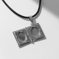 Кулон на шнурке &laquo;Для фото&raquo; книга, цвет серебро на чёрном шнурке, 45 см