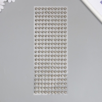 Наклейка пластик стразы "Полужемчужины" d-8 мм серебро 10х27 см