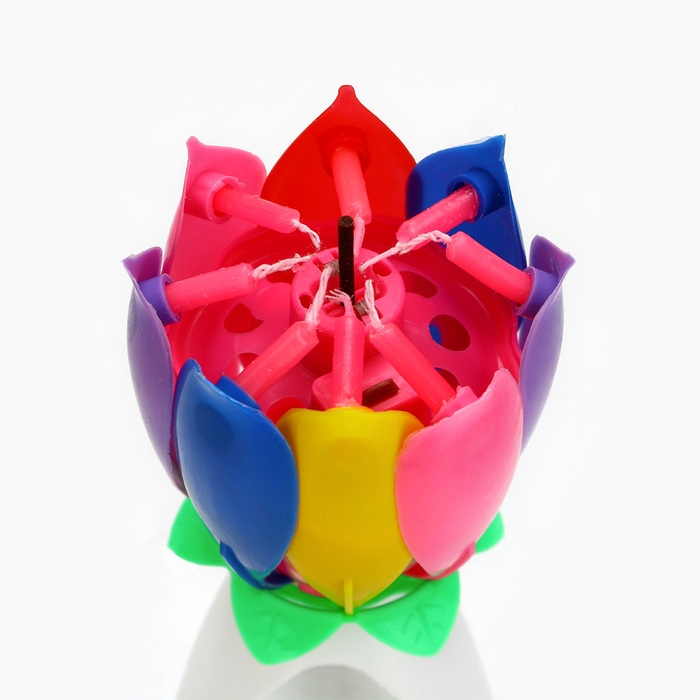 Свеча для торта музыкальная &laquo;Тюльпан&raquo;, разноцветная