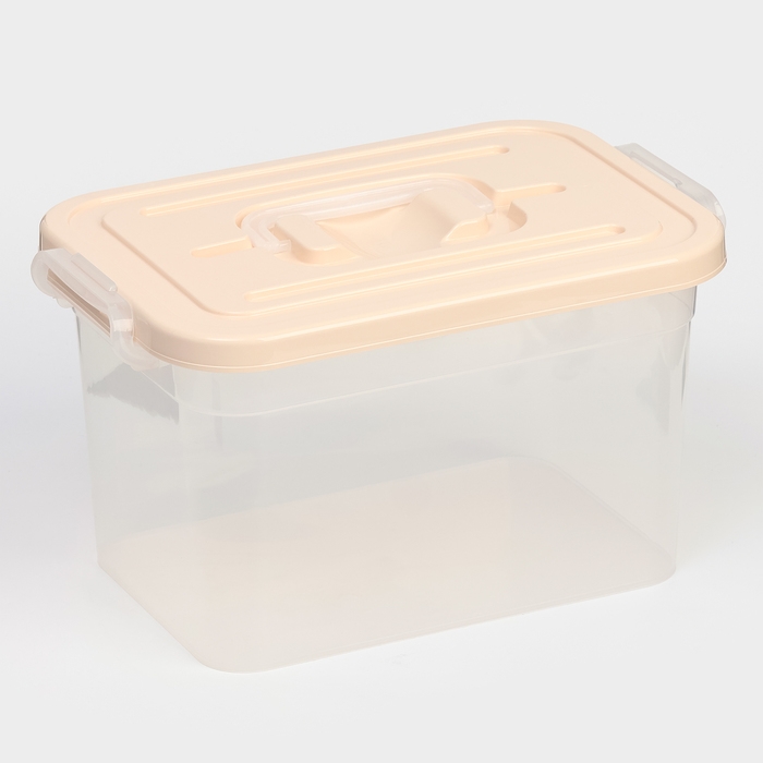 Контейнер для хранения с крышкой Доляна, 6,5 л, 31&times;20&times;18 см, цвет бежевый