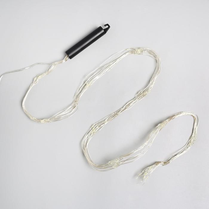 Гирлянда &laquo;Конский хвост&raquo; 10 нитей по 1 м, IP20, серебристая нить, 100 LED, 2 режима, батарейки AAх3 (нет в комплекте), свечение белое