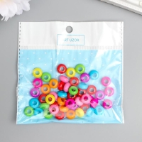 Бусины для творчества пластик "Плоские разноцветные" набор 50 шт 0,6х1,1х1,1 см