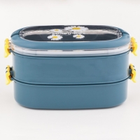 Ланч бокс в школу, контейнер для еды, 1.6 л, с приборами, 2 уровня, 22.5 х12.5 х12 см