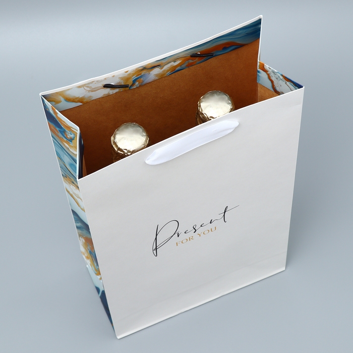 Пакет подарочный под две бутылки, упаковка, &laquo;Present for you&raquo;, 35 х 20 х 9 см