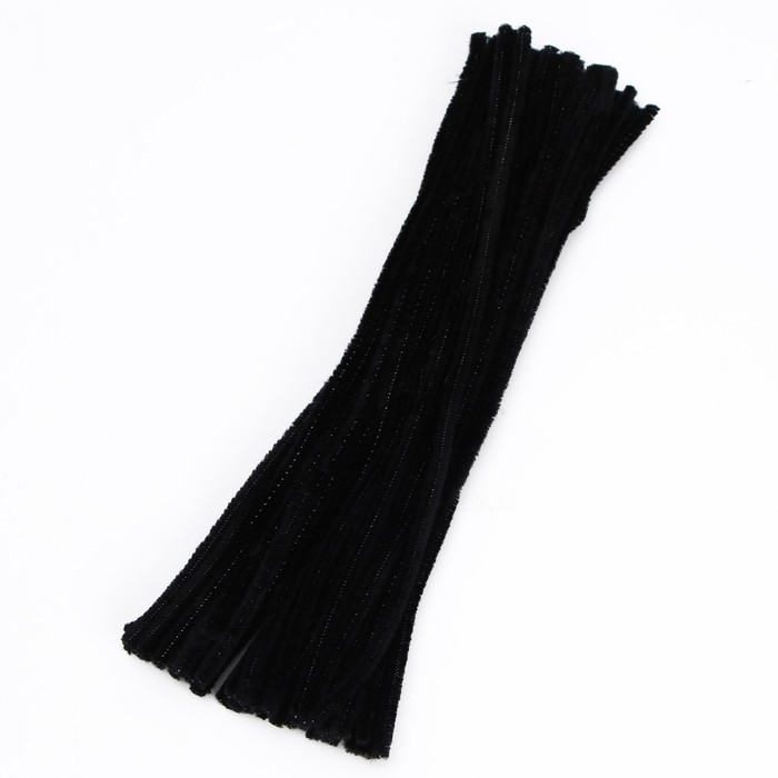 Проволока с ворсом для поделок и декора набор 50 шт., размер 1 шт. 30 &times; 0,6 см, цвет чёрный