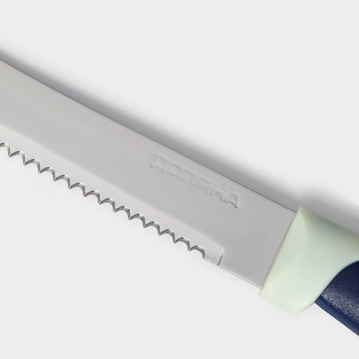 Нож кухонный для цитрусовых Доляна &laquo;Страйп&raquo;, зубчатое лезвие 11,5 см, цвет синий