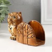 Сувенир полистоун визитница "Совушка в лесу" 10,5х4,5х7,5 см