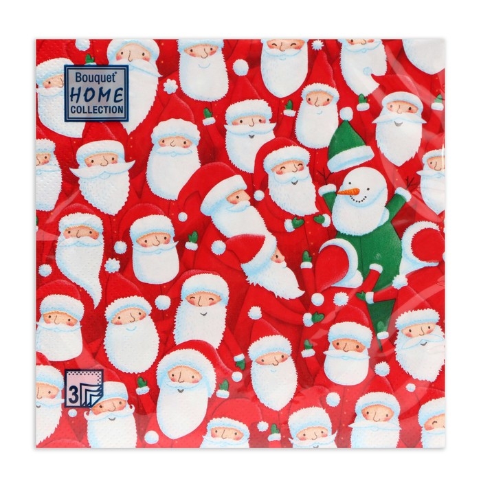 Новогодние салфетки бумажные Home Collection &laquo;Веселые деды морозы&raquo;, 3 слоя, 33х33 см, 20 шт